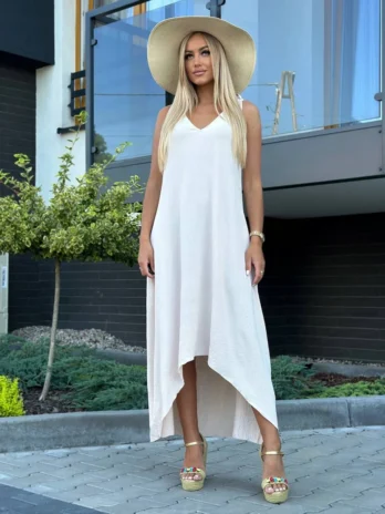 Sukienka trapezowa – beżowa