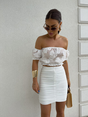 Spódnica marszczona – ecru