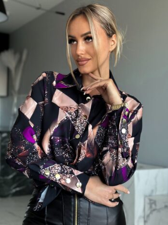 Koszula Marina fioletowo – czarna