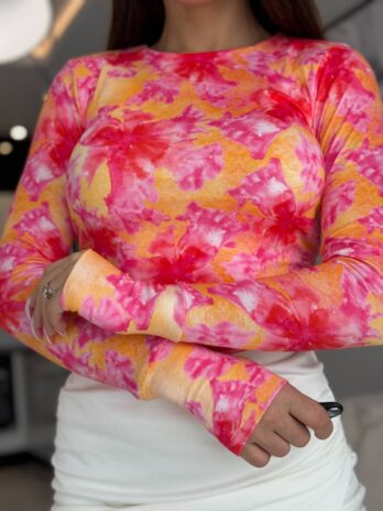 Bluzka CYNTHIA z dziurką na kciuk – żółto – pomarańczowa