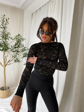 Bluzka SABRINA koronka – czarna