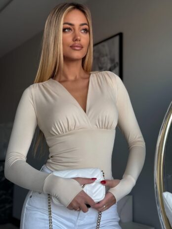 Bluzka w serek Marina – beżowa