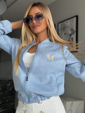 Zamszowa bomberka MARINA – błękitna