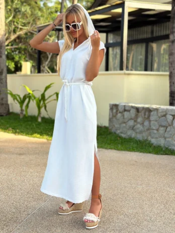 Sukienka z kapturem MARYLIAM – biała