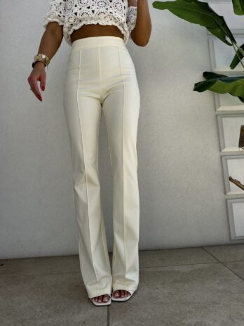 Spodnie DZWONY – waniliowe
