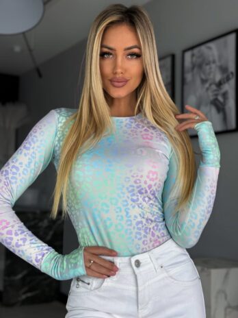 Bluzka CYNTHIA z dziurką na kciuk – pantera holograficzna