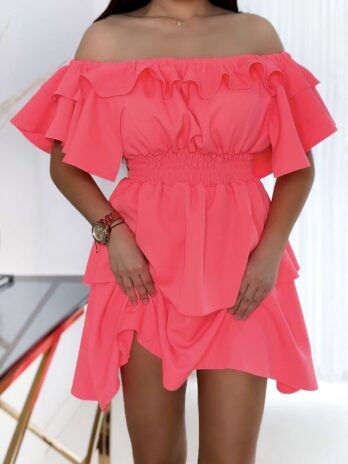 Sukienka hiszpanka VALENTINA – neonowy róż