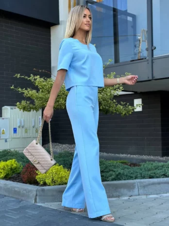 Komplet z bluzką – błękitny