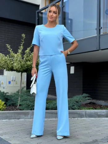 Komplet z bluzką – błękitny