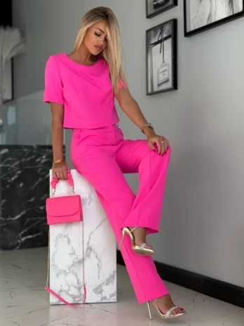 Komplet z bluzką – fuksja neon