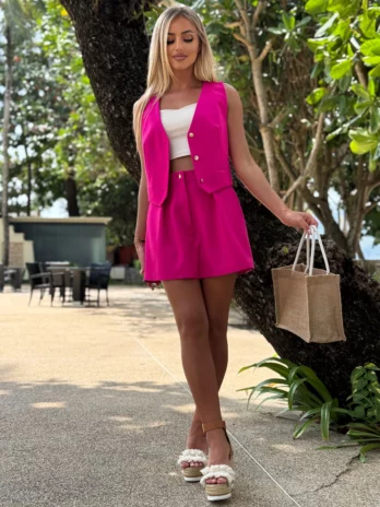 Komplet z kamizelką lato – fuksja
