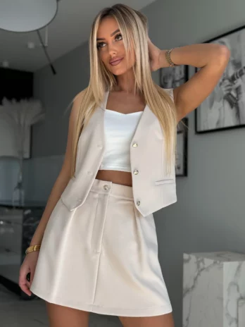 Komplet z kamizelką lato – beżowy