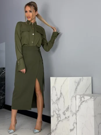 Spódnica MIDI – oliwkowa