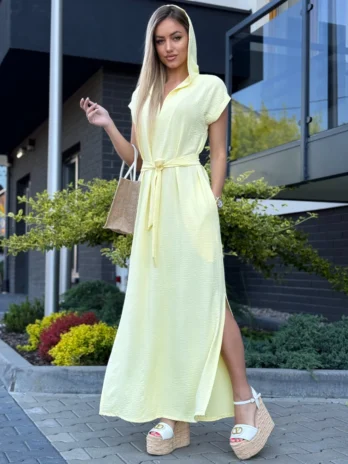 Sukienka z kapturem MARYLIAM – cytrynowa