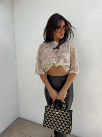 T-shirt MARMARIS II koronka sun – jasny beż By Me