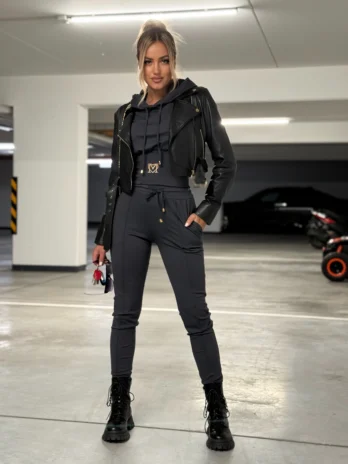 Dwuczęściowy komplet dresowy Marina – grafitowy