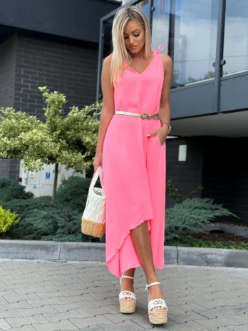 Sukienka trapezowa – morelowa