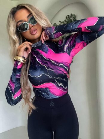 Bluzka SKIN MARMUREK – czarno-różowy By Me