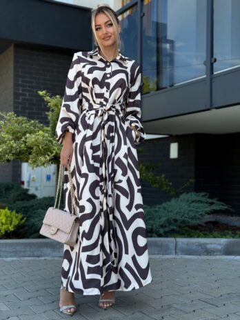 Sukienka ADELE – czarno – biała wzór Marina