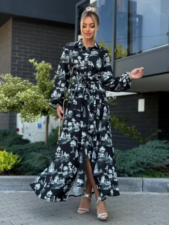 Sukienka ADELE w print  – biało – czarna Marina