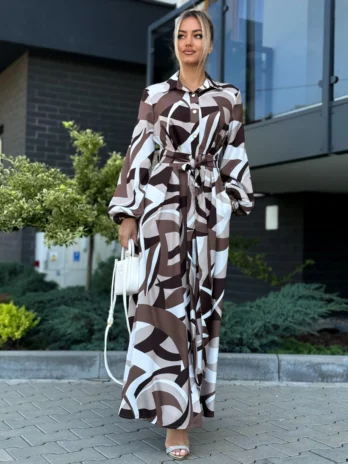 Sukienka ADELE – brązowe wzory Marina