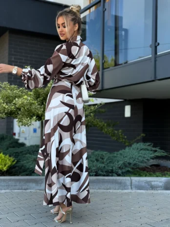 Sukienka ADELE – brązowe wzory Marina