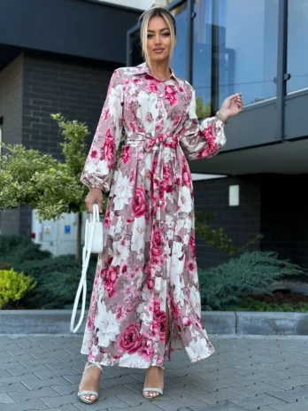 Sukienka ADELE  – w różowe kwiaty Marina