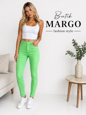 Spodnie jeansowe M.SARA – zielony neon